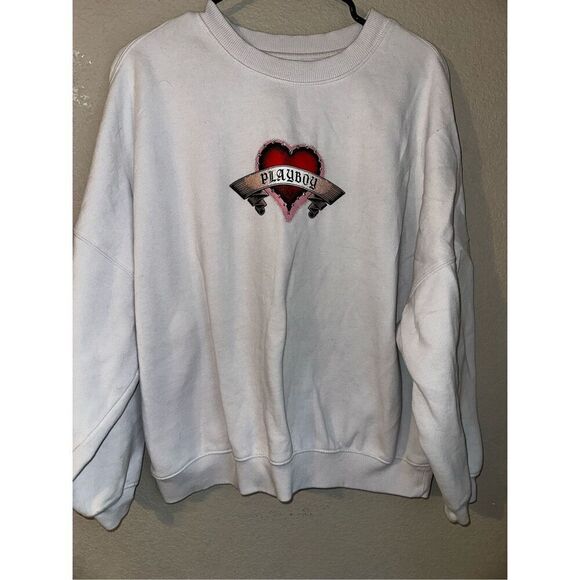 Playboy by Pacsun Heart with Rhinestone sweatshirt - Picture 1 of 6